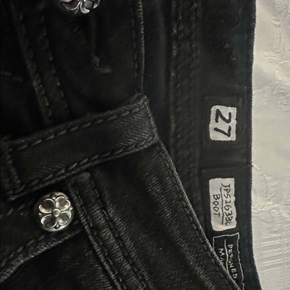 Tate Miss Me Black Denim with Silver Embellished Wings. Like new - Picture 3 of 5